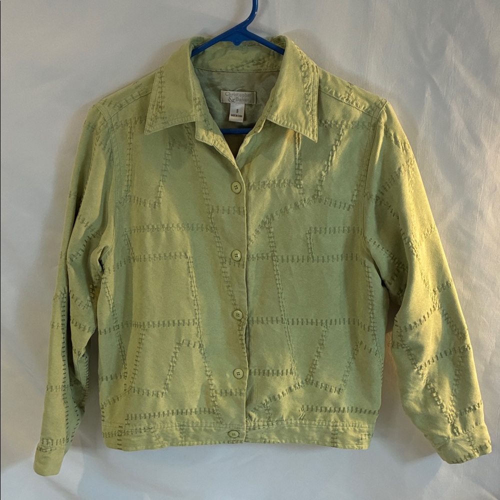 Christopher&Banks light green patchwork button up collared lightweight jacket S